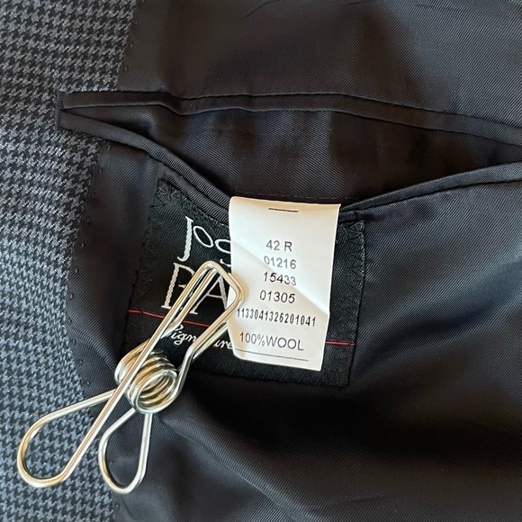 Jos A Bank Signature Collection Houndstooth Wool Blazer Sport Coat 42R - Picture 10 of 15